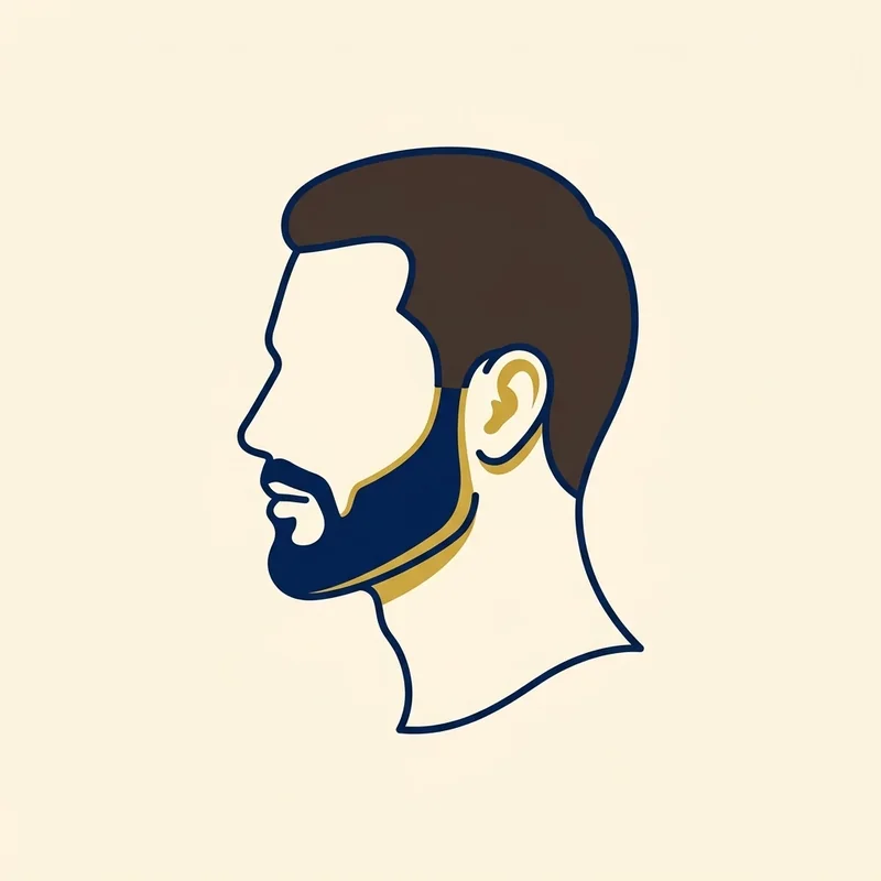 Ilustração minimalista da silhueta de um rosto com barba curta e bem definida