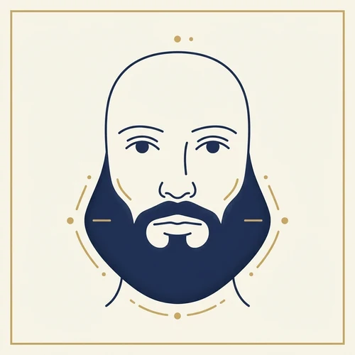 Diagrama de um rosto alongado com barba mais cheia nas laterais