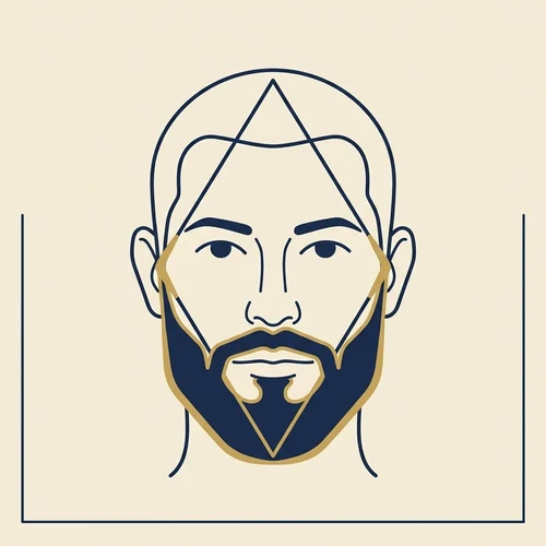 Diagrama de um rosto diamante com barba definindo a linha do maxilar