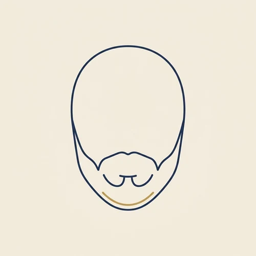 Diagrama de um rosto oval com contorno de barba equilibrado