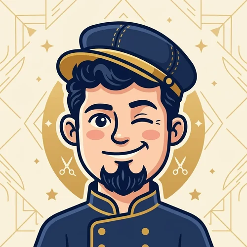 Ilustração de mascote de barba estilo cavanhaque, pelo concentrado no queixo