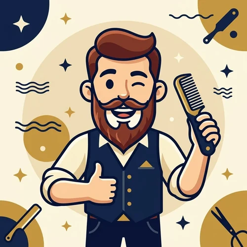 Ilustração de mascote de barba com bigode e barba do queixo aparados com precisão