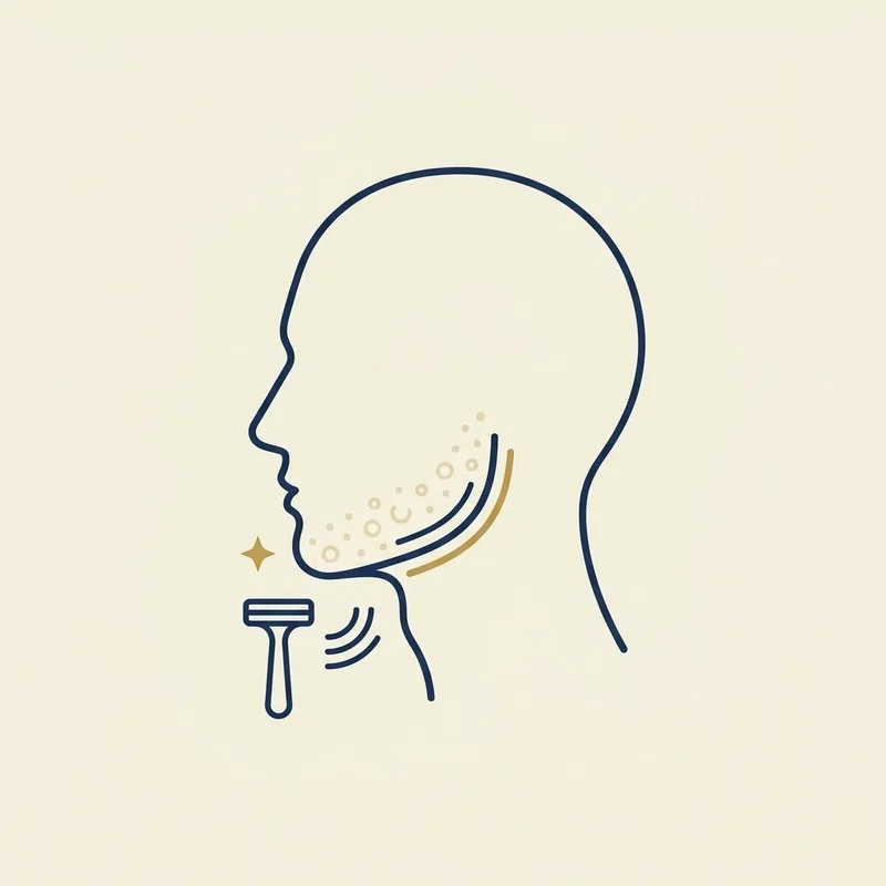 Ilustração minimalista da silhueta de um rosto com barba totalmente raspada